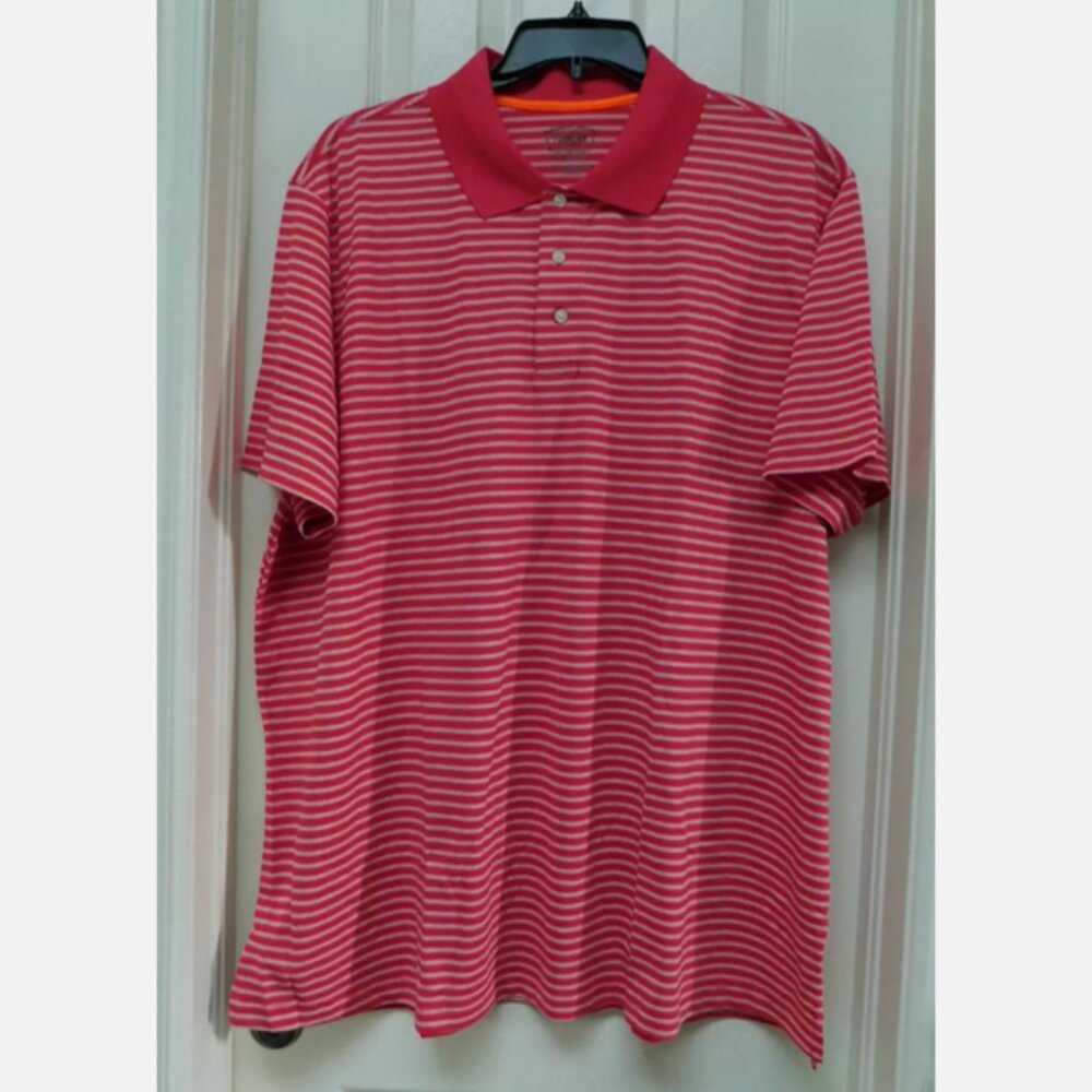 THE FOUNDRY Big &Tall Mens Short Sleeve Polo Shirt Red Stripe 3XL NEW